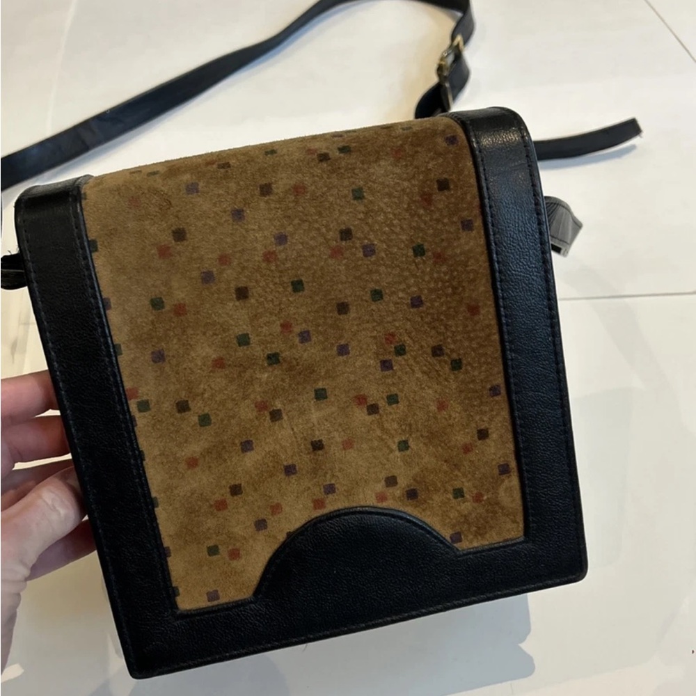 Vintage leather and suede cross body bag